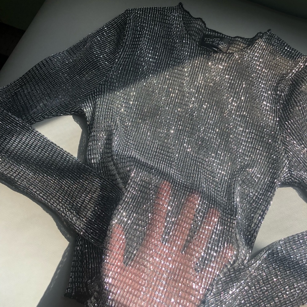 Topshop crop top festival size 0 glittery cute !